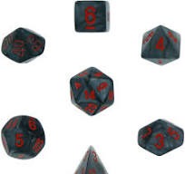 Chessex Polyhedral Dice - 7D Velvet Black/Red Set chx27478